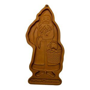 Longaberger 1990 Father Christmas Cookie Mold Terra Cotta Pottery 9‎ inch